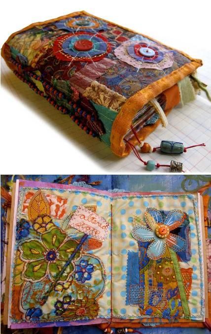 Inspiration: Ro Bruhn – Needle Work Freebies Pattern, An Open Book, Crazy Quilting, Fabric Journals, Stitch Book, Handmade Journals, Fabric Book, Handmade Books, Art Books