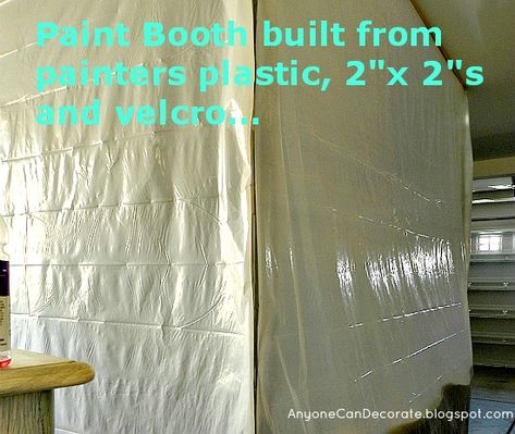 Budget Friendly Spray Paint Booth Spray Booth Diy, Diy Paint Booth, Portable Paint Booth, Small Woodworking Shop Ideas, Garage Paint, Booth Diy, Spray Paint Booth, Painting Oak Cabinets, Diy Tent