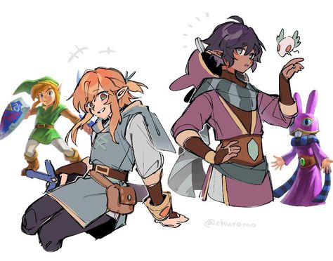 legend of zelda | artist: churomo (via tumblr) Zelda Funny, Kid Icarus, Link Art, Zelda Art, Gurren Lagann, Legend Of Zelda Breath, Zelda Breath, Twilight Princess, The Legend Of Zelda