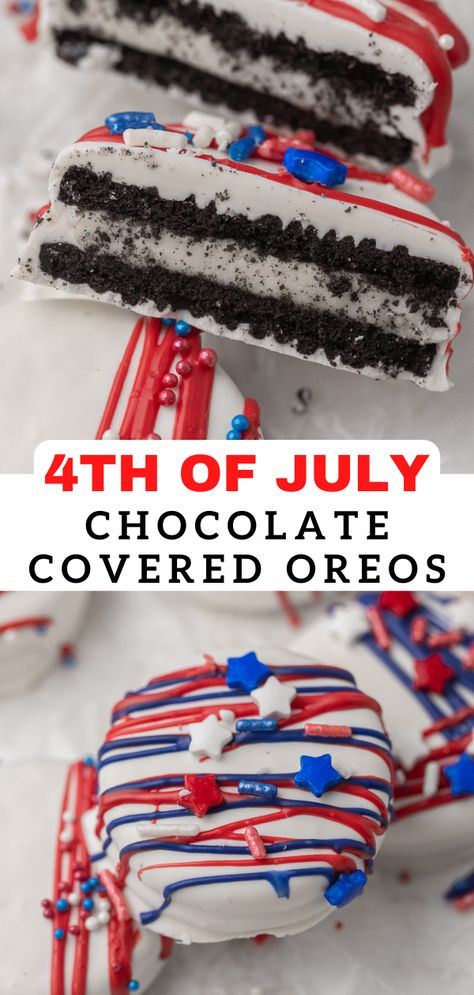 4th July Food, Patriotic Treats, Berry Fruit Salad, Batch Recipes, Chocolate Dipped Oreos, Patriotic Desserts, July Recipes, White Chocolate Bar, Peach Ice Tea