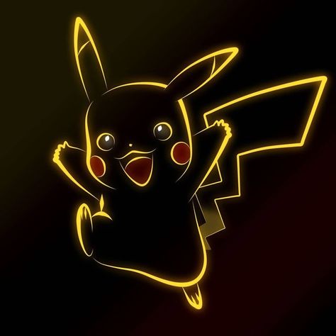 Pokemon Vector Art, Pickachoo Wallpaper, Neon Pokemon, Pikachu Logo, Pokemon Silhouette, Dark Pokemon, Wallpaper Pikachu, Pichu Pikachu Raichu, Pikachu Raichu