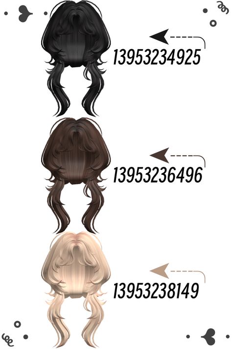 Jellyfish Roblox Outfit, Roblox Outfits Codes Layered, Roblox Messy Hair Codes, Roblox Codes Berry Ave Hair, Black Hair Code Berry Ave, Image Id For Obby Creator, Roblox Hair Ideas, Berry Ave Black Hair Codes, Brookhaven Codes Hair