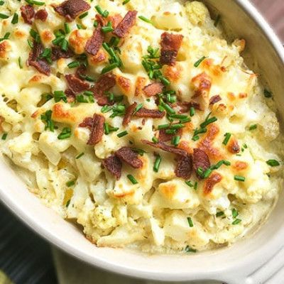 Loaded Cauliflower Casserole Keto Cauliflower Casserole, Cauliflower Au Gratin, Baked Cauliflower Recipe, Loaded Cauliflower Bake, Low Carb Thanksgiving, Loaded Cauliflower Casserole, Au Gratin Recipes, Keto Thanksgiving, Loaded Cauliflower