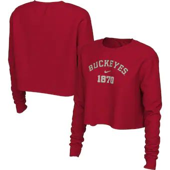 Women's Ohio State Buckeyes Gear, Womens Ohio State Buckeyes Apparel, Ladies Ohio State Buckeyes Outfits | JC Penney Sports Fan Shop Ohio State Buckeyes Outfits, Red Long Sleeve Crop Top, Cropped Long Sleeve, Gameday Outfit, Ohio State Buckeyes, Quarter Zip Pullover, Crop Tshirt, Ohio State, Nike Tops