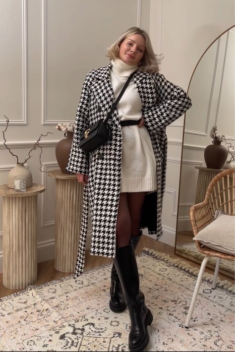 Houndstooth Jacket Outfit Winter, Houndstooth Trench Coat Outfit, Houndstooth Coat Outfit Winter, Houndstooth Cardigan Outfit, Houndstooth Jacket Outfit, Houndstooth Sweater Outfit, Houndstooth Coat Outfit, Houndstooth Outfit, Trent Coat