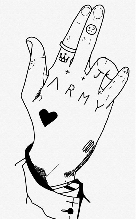 Jungkook Hands Drawing, Jungkook Drawing Easy, Jungkook Line Art, Bts Easy Drawing, Bts Art Drawing, Bts Drawings Easy, Bt21 Drawing, Kpop Line Art Drawing, Jungkook Drawing