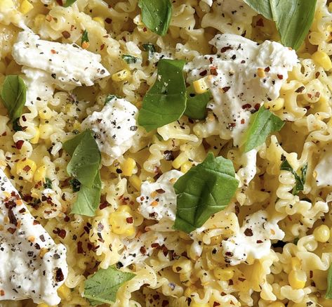 Summer Creamy Corn Pasta with Burrata and Basil Recipe | The Feedfeed Creamy Corn Pasta, Pasta With Burrata, Burrata Pasta, Recipe For Summer, Corn Pasta, Cooking Party, Basil Recipes, Basil Pasta, Creamy Corn