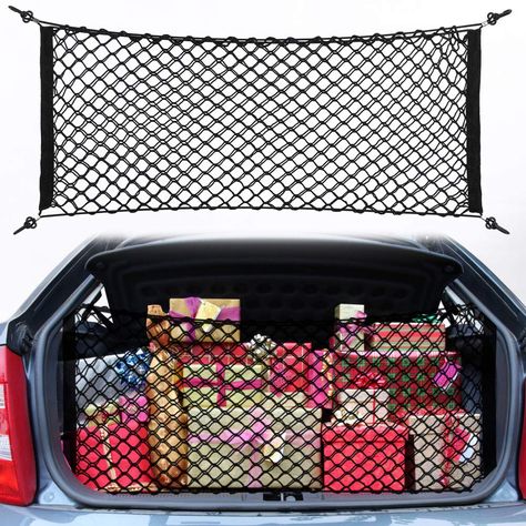 Haofy Cargo Net, 100 x 40CM Car Boot Net Adjustable Elastic Trunk Cargo Organizer Nylon Mesh Rear Car Net for Car, Van, SUV, Truck Bed, with 4 Hooks: Amazon.co.uk: Car & Motorbike Truck Bed Extender, Truck Bed Organization, Cargo Organizer, Car Trunk Storage, Car Storage Bag, Pickup Trucks Bed, Car Fix, Car Trunk Organization, Cargo Net