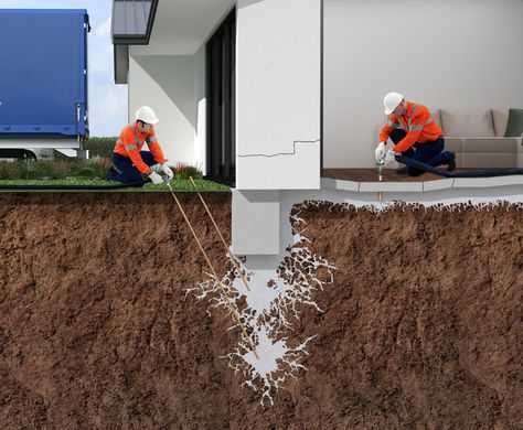 Underpinning House, Construction Repair, Florida Landscaping, House Florida, Civil Engineering Construction, Building Foundation, Concrete Footings, House Foundation, Foundation Repair