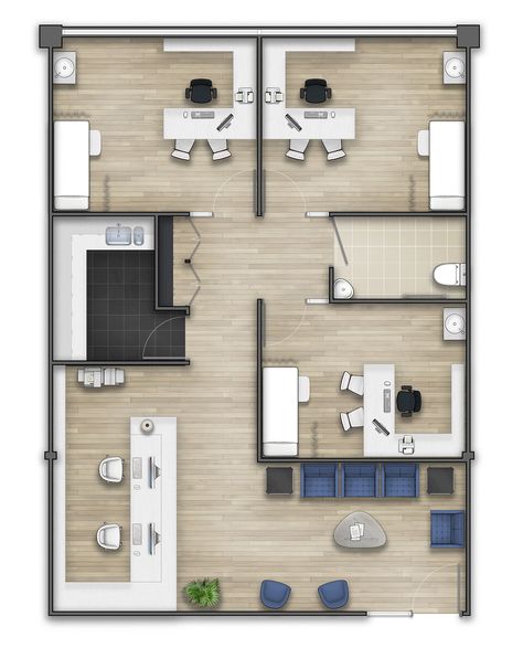 Polyclinic Design Plan, Small Office Room Interior Design, Offices Plans, Office Plan Design, Office Floor Plan Layout, Small Office Layout, Office Layout Plan, Office Space Planning, Plan Rendering