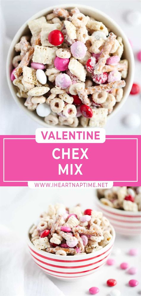 Valentine Chex Mix Recipes Puppy Chow, Valentine’s Day Mix Snack, Valentine Snack Mix Recipes, Valentine Trash Recipe, Valentines Puppy Chow Chex Mix Recipe, Valentines Day Chex Mix Recipe, Valentine Puppy Chow Recipe, White Chocolate Chex Mix For Valentine’s Day, Valentine Snack Mix Ideas