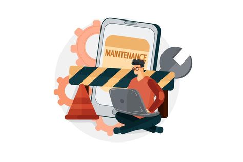 Software under maintenance Illustration Maintenance Illustration, Website Maintenance, Under Maintenance, Bart Simpson, Slot Online, Vector Art, Vector Free, Wordpress, Software