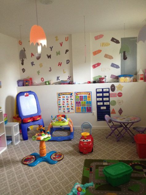 Family Home Daycare Setup, Family Day Care Set Up, Home Based Daycare Setup, Home Daycare Basement Setup, Daycare Baby Room Ideas, Home Daycare Decor, Home Daycare Setup, I’m Home Daycare Set Up, Daycare Rooms Setup