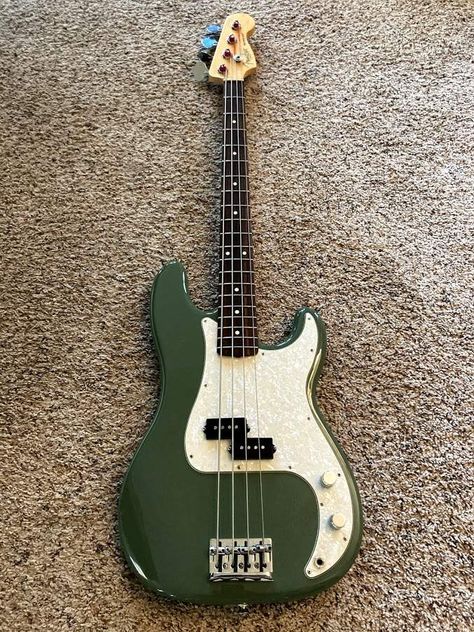 Basses Guitar, Electric Bass Guitar, Beautiful Bass Guitars, Cool Bass Guitars, Bass Guitars, Bass Instrument, Green Bass Guitar Aesthetic, Sage Green Bass Guitar, Ibanez Bass Guitar