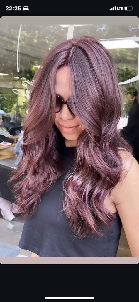 Mauve Purple Hair, Lavender Hair Balayage, Dusty Purple Hair, Hair Balayage Brunette, Lavender Hair, Hair Balayage, Balayage Brunette, Dusty Purple, Purple Hair