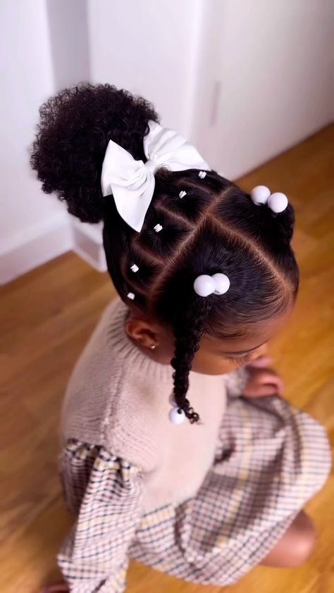 *Kids Hair Fashion place• | 🎀Kids Hairstyles ideas 🎀 • Source @whittiswit • #kidshairstyles #cornrowstyles #hairstyle #inspohair #hairstyleforkids | Instagram Little Kid Girl Hairstyles Black Natural, Little Kid Girl Hairstyles Black, Quick Hairstyles Black Kids, Quick Lil Girl Hairstyles Black, Little Black Girls Ponytails Kid Hair, Six Year Old Hairstyles, Quick Easy Toddler Hairstyles, Kids Hairstyles Black Natural Hair Easy, Natural Hairstyles For Black Girls 10-12