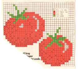 Tomater Tomato Cross Stitch, Bead Curtain, Cross Stitch Fruit, Patchwork Blanket, Small Cross Stitch, Tapestry Crochet Patterns, Pixel Art Pattern, Diy Cross Stitch, Crochet Tapestry