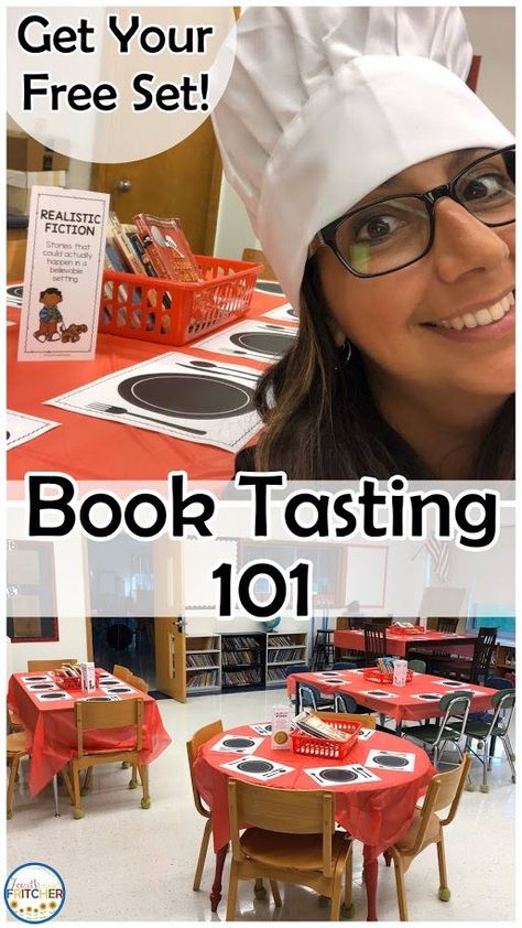 Have you tried Book Tasting? It's perfect for upper elementary classrooms. My students love it and yours will too! Introduce new genres and titles to your students while still allowing for student choice. Sign up to receive 13 trifolds and a placemat for free! Just add the books and you are all set. Your 3rd, 4th, or 5th graders will have a ready-to-go reference tool for choosing books all year long. #booktasting #guidedreading #readingteacher Book Tasting, Elementary Books, Middle School Libraries, Family Literacy, Student Choice, Classroom Transformation, Elementary Library, Library Activities, 4th Grade Reading