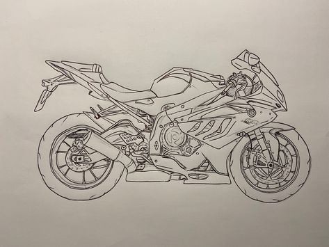 Motorcycle Wheelie Drawing, Motorbike Drawing Reference, S1000rr Drawing, Motorcycle Sketch Simple, Drawing Of Motorcycle, Drawing Ideas Motorcycle, Bmw S1000rr Drawing, Superbike Drawing, Moter Cycles Drawing