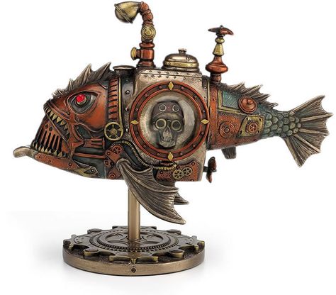 Steampunk Submarine, Steampunk Kunst, Fantasy Statue, Steampunk Animals, Bronze Gifts, Art Steampunk, Diesel Punk, Style Steampunk, Bronze Figurine