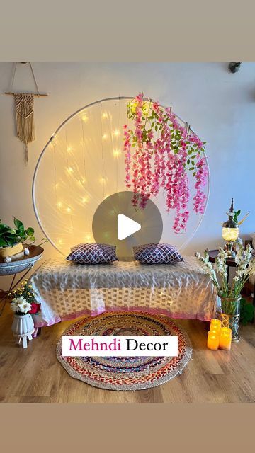 Mehndi Setup Decor At Home, Mehendi Setup Mehndi Decor, Mehndi Decoration At Home, Mehendi Decor Ideas At Home, Mehndi Decor At Home, Mehendi Backdrop, Mehendi Cone, Easy Mehendi, Mehendi Simple