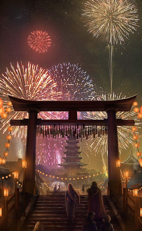 Skies Of Arcadia, Matsuri Festival, Fireworks Festival, Japanese Festival, Art Of Animation, Luxury Travel Destinations, Speculative Fiction, Art Desk, Fairytale Art