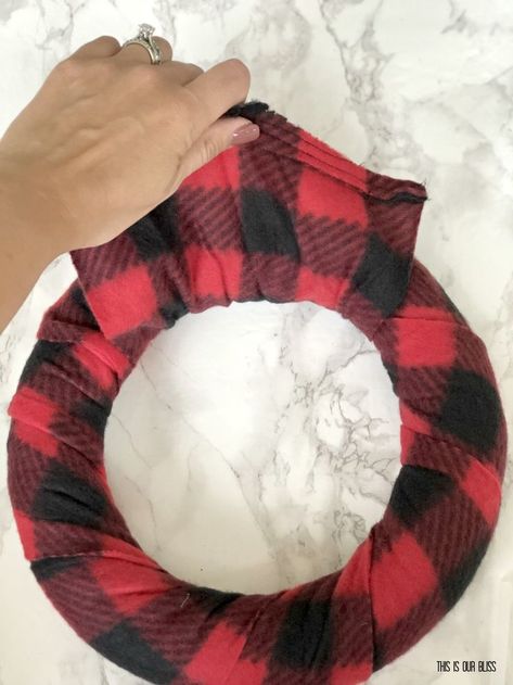 DIY Buffalo check wreath with dollar tree scarf - This is our Bliss Diy Scarf Wreath, Buffalo Check Wreaths For Front Door, Buffalo Check Rag Wreath, Dollar Tree Scarf Wreath, Scarf Wreath Diy, Scarf Wreaths, Bandanna Wreath, Metal Wreaths, Scarf Wreath