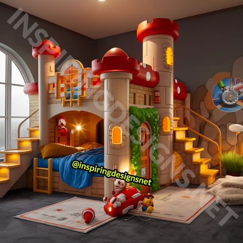 Ever dreamed of sleeping under a fluffy cloud in the Mushroom Kingdom or snuggling up inside Princess Peach’s castle after a long day of jumping on Goombas? Well, Mario fans, your wish just zoomed out of the nearest green pipe and landed right in your bedroom! Say “ciao” to the oversized Super Mario beds! These … Mario Room Ideas Boys, Super Kitties, Peach Rooms, Mario Room, Kids Bed Design, Themed Kids Room, Mushroom Kingdom, Cool Kids Bedrooms, Old Beds