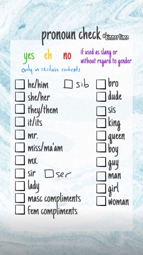 Pronoun Check, Personality Chart, About Me Template, Character Sheet Template, Gender Pronouns, Me Personally, Gay Memes, Story Games, Checklist Template