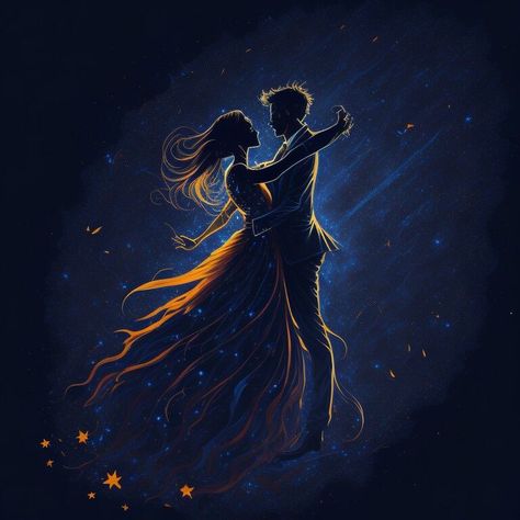 Two People Dancing, Dancing Under The Stars, Spotify Covers, Star Painting, People Dancing, Couple Dancing, Swirl Pattern, Under The Stars, Sky Aesthetic