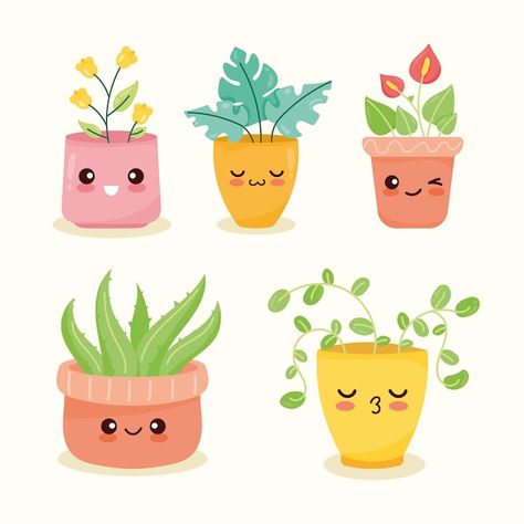 Kawaii Plants, Plants Cartoon, Doodles Kawaii, Kawaii Vector, Kawaii Flowers, Cute Flower Drawing, Plant Drawings, Kawaii Flower, Cute Plants