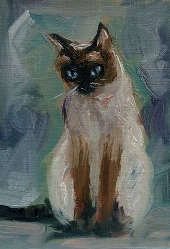 Siamese Cat Oil Painting, Cat Art Siamese, Impressionism Cat Painting, Cat Sitting Painting, Siamese Drawing, Cat Painting Simple, Siamese Cat Wallpaper, Siamese Cat Tattoo, Simple Cat Painting