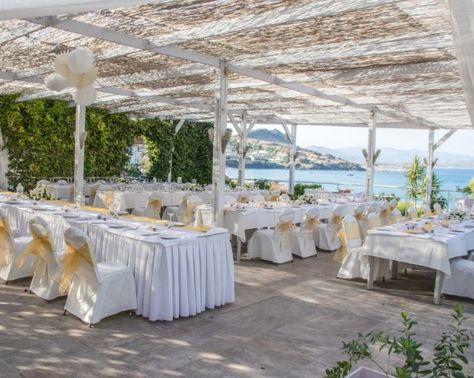 Lindos Wedding Reception Venues: Unforgettable Rhodes Weddings in Lindos Wedding Venues Seaside, Rhodes Wedding, Lindos Rhodes Wedding, Newport Rhode Island Wedding Venues, Newport Beach House Wedding Rhode Island, White Gazebo, Small Wedding Party, Reception Dinner, Rhode Island Wedding