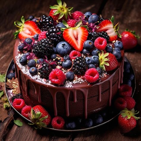 Premium Photo | A chocolate cake with strawberries and chocolate on top of it Chocolate Cake With Fruit, Chocolate Cake Pictures, Chocolate Cake With Strawberries, Chocolate Fruit Cake, Strawberries And Chocolate, Cake With Strawberries, Chocolate Strawberry Cake, Happy Birthday Wishes Cake, Elegant Birthday Cakes