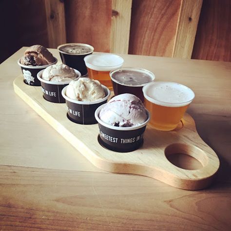 The STIL: Ice Cream and Craft Beer Flights in Boise Cafe And Beer Bar, Ice Cream Flights, Brewery Event Ideas, Gelato Branding, Coffee Flights, Ice Cream Drop, Beer Food Pairings, Cashew Ice Cream, Beer Ice Cream