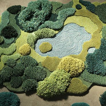 One-of-Kind Wool Rug Artworks by Alexandra Kehayoglou Mimic Rolling Pastures and Mossy Textures Moss Rug, Deco Nature, Deco Originale, A Rug, Forest Floor, Wool Carpet, Rug Hooking, Tufted Rug, Textile Art