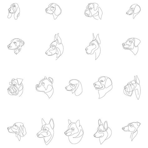 One Line Dog Tattoo, Line Tattoo Dog, Tatoo Dog, One Line Tattoo, Dog Line Art, Breeds Of Dogs, Handpoke Tattoo, Inspiration Tattoos, One Line Drawing