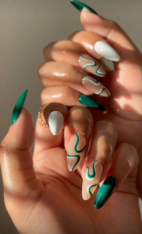 Agust Nails 2024, Bottega Veneta Lido Sandals Outfit, Ferxxo Nails, Green Nails Art, Bold Nail Art, Kutek Disney, Lilac Nails, 2024 Nails, Abstract Nail Art