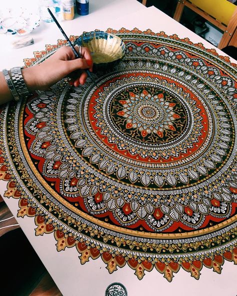 Mandala Art On Canvas Acrylics, Mandala On Canvas Acrylics, Grateful Painting, 3d Mandala Art, Mandala Work, Acrylic Mandala, Surah Ibrahim, Zantangle Art, Mandala Doodle