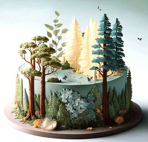 Hiking Wedding Cake, Hiking Birthday Cake, Hiking Birthday Party Ideas, Mountain Cake Ideas, Hiking Cake Ideas, Forest Cake Design, Hiking Cake, Woodsy Cake, Hell Divers