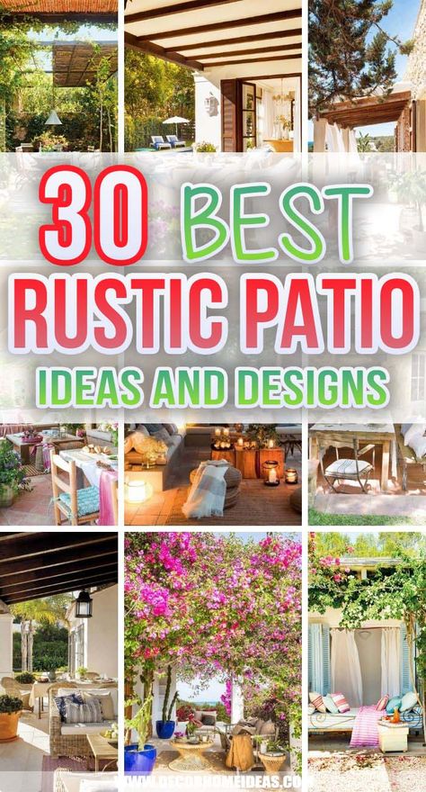 Best Rustic Patio Ideas. If you want maximal coziness for your patio, choose the rustic style. These rustic patio ideas will turn any backyard into warming and inviting outdoor space. #decorhomeideas Rustic Outdoor Patio Ideas Backyards, Country Patio Ideas Backyards, Outdoor Patio Ideas Rustic, Country Outdoor Patio Ideas, Farm Patio Ideas, Rustic Patio Design, Country Style Patio Ideas, Rustic Deck Decor, Rustic Outdoor Deck Ideas