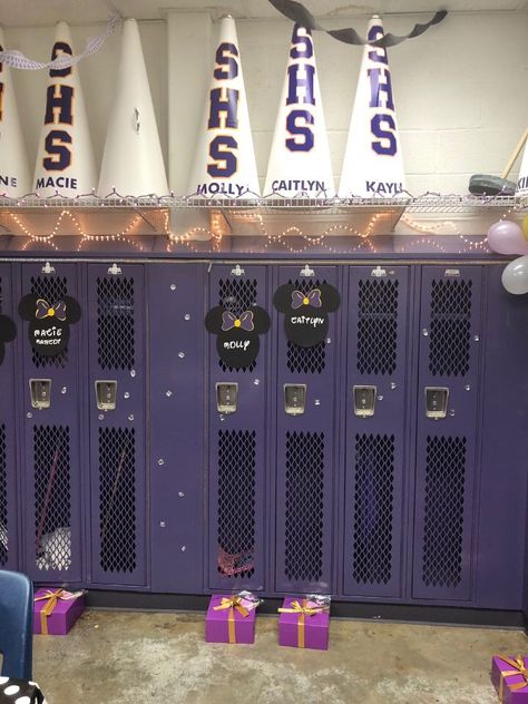 Cheer Locker Room Ideas, Cheer Gym Decor, Cheer Locker Room Decorations, Cheer Locker Room, Locker Room Ideas, Locker Room Decor, Gym Remodel, Cheer Locker Decorations, Cheer Room