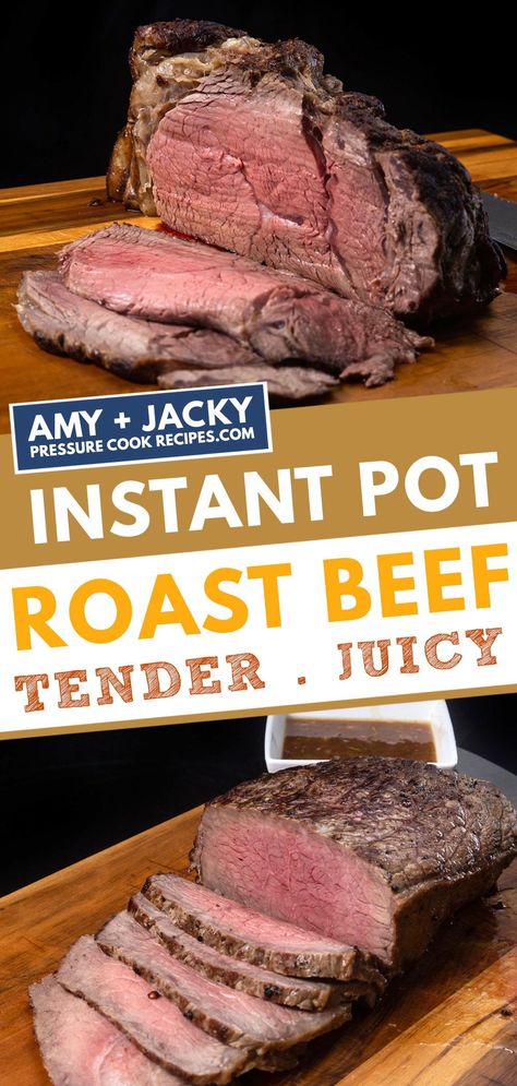 Instant Pot Roast Beef: Learn how to cook Classic Pressure Cooker Roast Beef – Buttery Tender Medium Rare Beef Roast with Gravy or Deli-style Cold Cut Roast Beef. Deliciously great for British Sunday Supper, entertaining guests, holiday celebrations, or just because! Ip Roast Beef, Roast Beef In The Instant Pot, Instantpot Roast Beef Recipes, Roast In Pressure Cooker How To Cook, Instant Pot Recipes Roast Beef, Beef Roast In Instant Pot Recipes, Boneless Round Roast Recipes, Bottom Round Roast Recipes Instant Pot, Instapot Roast Beef Easy