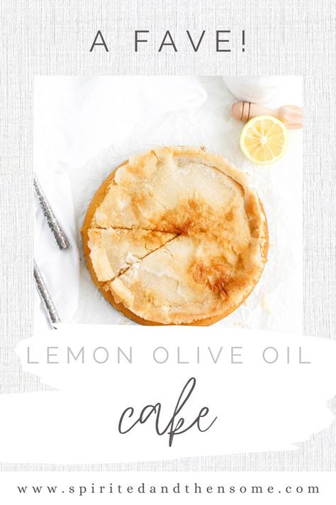 This gluten-free, dairy-free Lemon Olive Oil Cake features a dense, spongy center and a crispy, flaky sugar topping. It’s perfect for birthdays, special occasions, and brunch! And, no, it doesn’t taste like olive oil. It’s just a sweet, citrusy cake recipe to satisfy your sweet tooth. #oliveoilcake #oliveoilcakerecipes #lemonoliveoilcake | spiritedandthensome.com Olive Oil Cake Gluten Free, Olive Oil Cake Recipe, Lemon Olive Oil Cake, Oil Cake, Lemon Olive Oil, Olive Oil Cake, Tapioca Flour, Gluten Free Cakes, Baking Flour