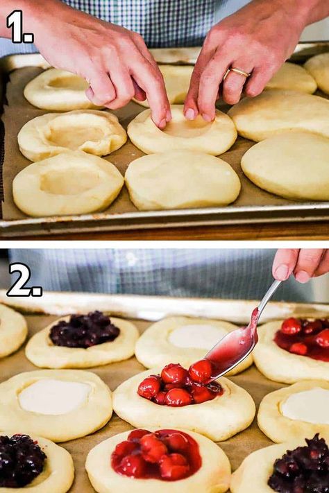 Czech Kolache Dough Recipe, Fruit Kolaches Recipes, Easy Kolache Recipe, German Baked Goods, Cherry Kolaches, Kolache Dough Recipe, Czech Pastries, Kolache Dough, Kolache Recipe Czech