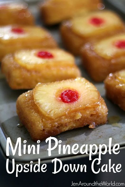 Cake Batter From Scratch, Pink Recipes, Pineapple Upside Down Cakes, Loaf Breads, Mini Pineapple Upside Down Cakes, Upside Down Cakes, Market Snacks, Mini Loaf Cakes, Extreme Cakes