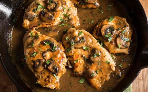 Chicken Marsala with Mushrooms Chicken Mushroom Marsala, Weeknight Chicken, Salsa Yogurt, Marsala Chicken Recipes, Traditional Italian Dishes, 12 Tomatoes, Chicken Marsala, Chicken Cutlets, Keto Chicken