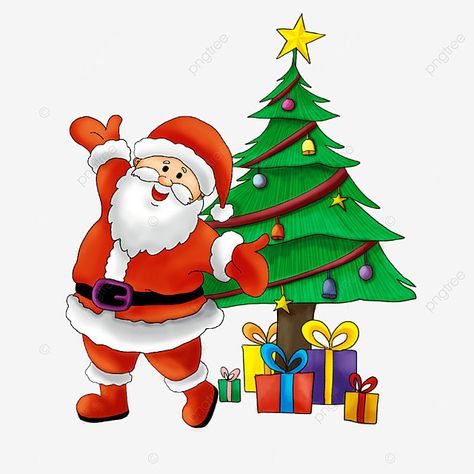 Christmas Tree With Santa Claus, Christmas Decorations Drawings, Diwali Wallpapers, Santa Claus Drawing, 80s Christmas, Happy Diwali Wallpapers, Candle Drawing, Christmas Tree Drawing, Gift Png