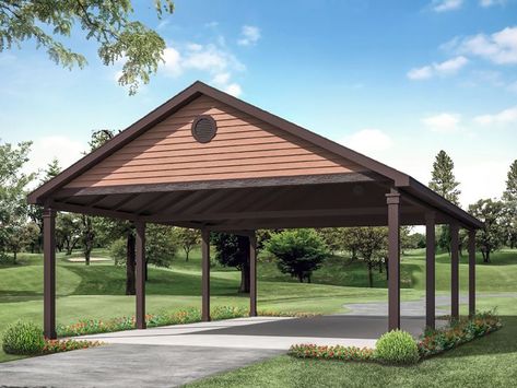 051G-0123: Vaulted Carport Plan Accommodates 4 Cars, an RV or Boat Cottage Carport, Detached Carport, Carport Addition, Car Porch Design, Building A Carport, Rv Carports, Classical Villa, Yard Oasis, Carport Ideas