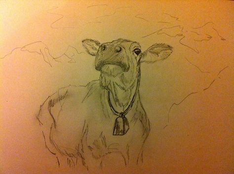 Cow Sketch, Cow Bell, Art Pastel, Art Animals, Digital Watercolor, About Animals, Watercolor Paper, Send Me A Message, Mammals